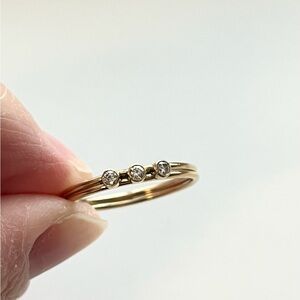 Elegant 14K Gold Filled Triple Shiny Stone 2-layer Ring